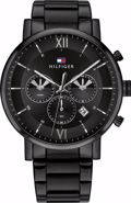 Tommy Hilfiger Evan Roloi Batarias me Mavro Metalliko Brasele 1710410