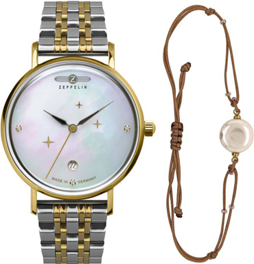 Zeppelin Luna Ρολόι Μπαταρίας με Ασημί Μεταλλικό Μπρασελέ και Βραχιόλι 7131M-5
