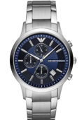 Emporio Armani Renato Roloi Xronogafos Batarias me Asimi Metalliko Brasele AR11164