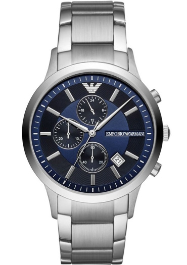 Emporio Armani Renato Ρολόι Χρονογράφος Μπαταρίας με Ασημί Μεταλλικό Μπρασελέ AR11164