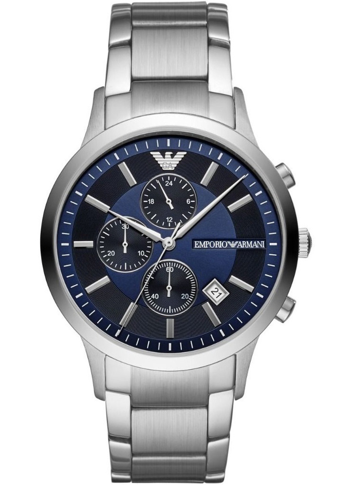 Emporio Armani Renato Roloi Xronogafos Batarias me Asimi Metalliko Brasele AR11164