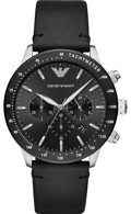 Emporio Armani Mario Roloi Xronogafos Batarias me Mavro Dermatino Louraki AR11243