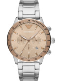 Emporio Armani Mario Roloi Xronogafos Batarias me Asimi Metalliko Brasele AR11352