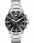 Emporio Armani Diver Roloi Xronogafos Batarias me Asimi Metalliko Brasele AR11360