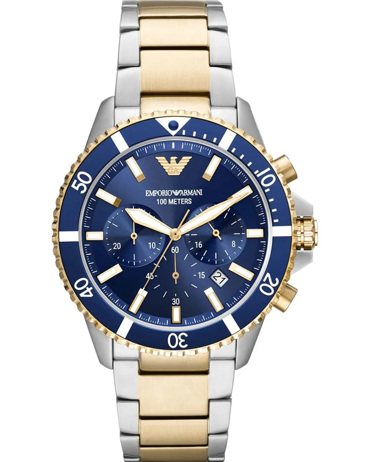 Emporio Armani Diver Ρολόι Χρονογράφος Μπαταρίας με Χρυσό / Ασημί Μεταλλικό Μπρασελέ AR11362