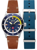 AVI-8 Tuskegee Airmen Limited Edition Roloi Batarias me Kafe Dermatino Louraki kai Ble ufasmatino Louraki AV-4103-02