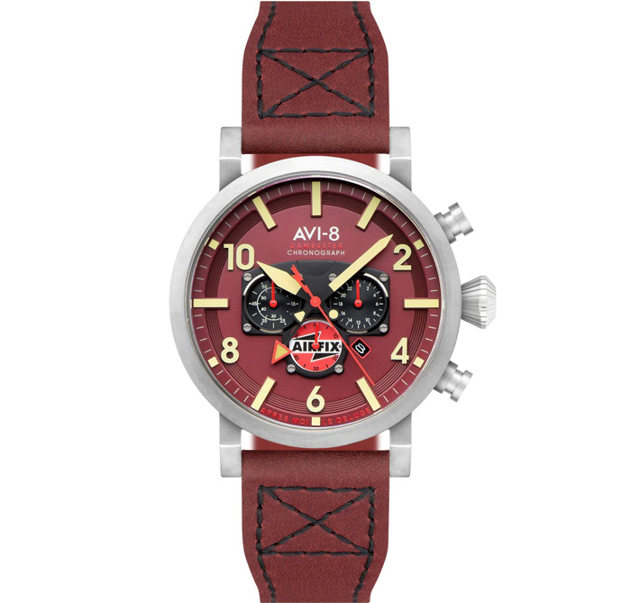 AVI-8 Dambuster Gibson Dual-Time Roloi Xronogafos Batarias me Bornto Dermatino Louraki AV-4107-04