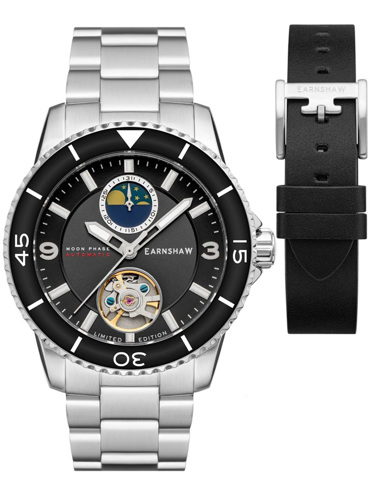 Thomas Earnshaw Prevost Limited Ρολόι Αυτόματο με Ασημί Μεταλλικό Μπρασελέ και Μαύρο Δερμάτινο Λουράκι ES-8210-11