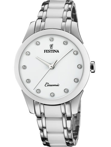 Festina Ceramic Ρολόι Μπαταρίας με Ασημί / Λευκό Κεραμικό Μπρασελέ F20499/1