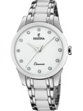 Festina Ceramic Roloi Batarias me Asimi / Lefko Keramiko Brasele F20499/1