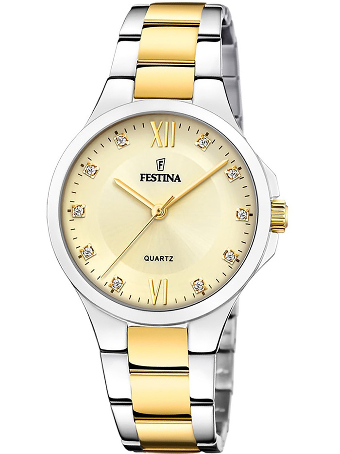 Festina Mademoiselle Roloi Batarias me Xruso / Asimi Metalliko Brasele F20618/1