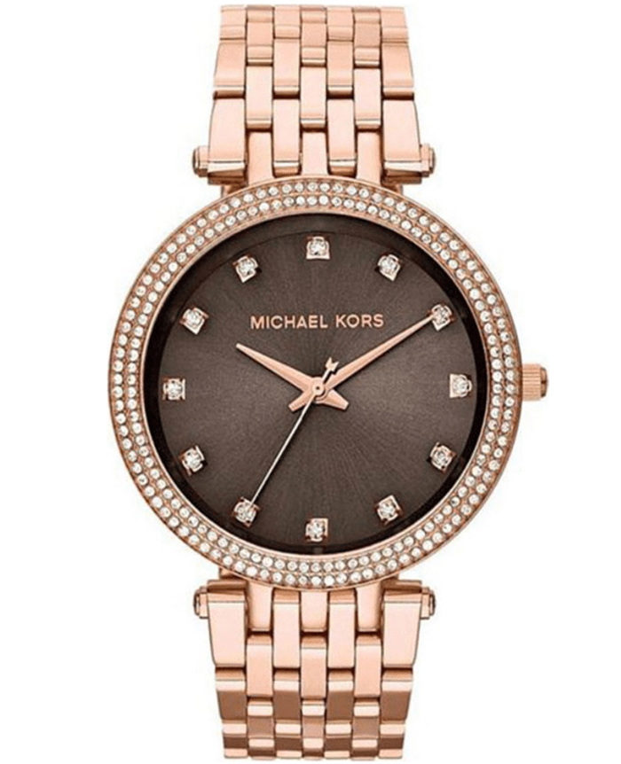 Michael Kors Darci Roloi Batarias me Roz Xruso Metalliko Brasele MK3217