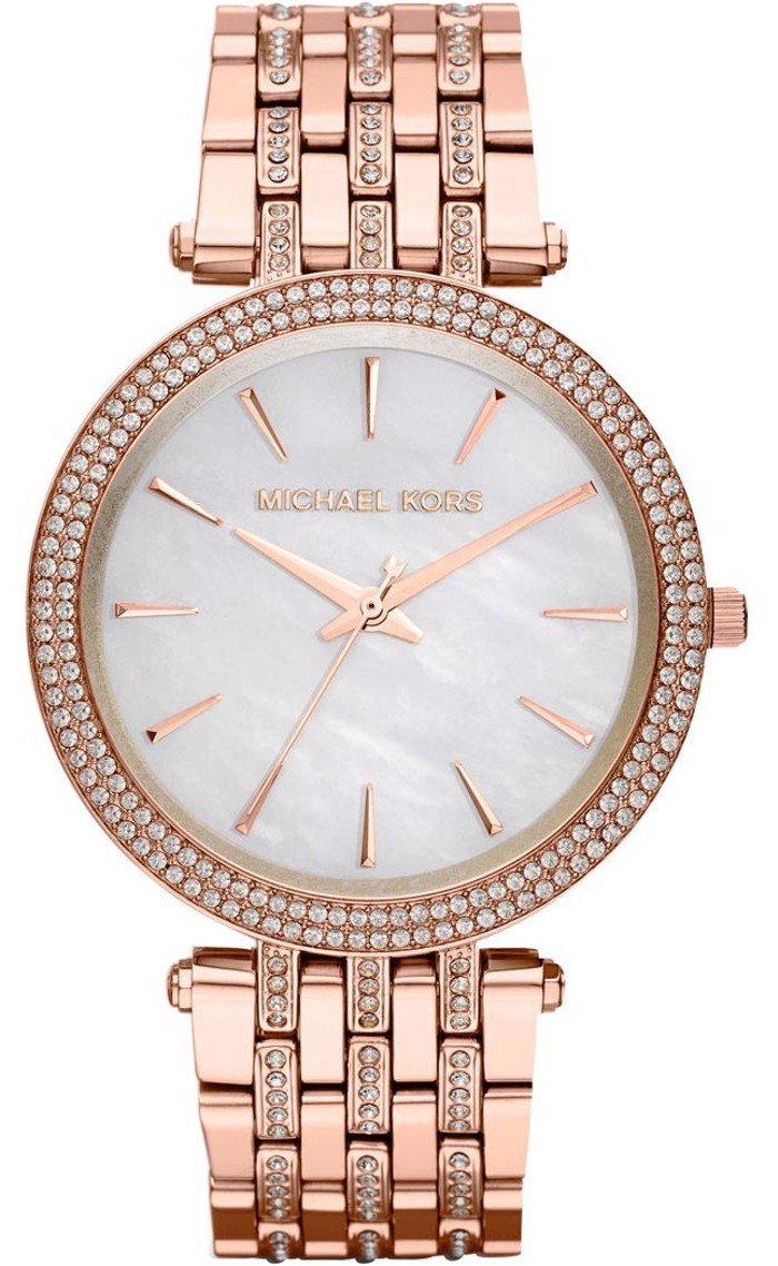 Michael Kors Darci Roloi Batarias me Roz Xruso Metalliko Brasele MK3220