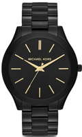 Michael Kors Slim Runway Roloi Batarias me Mavro Metalliko Brasele MK3221