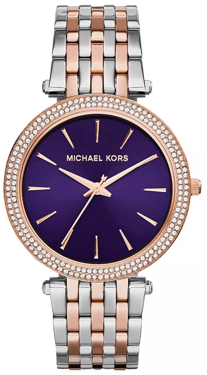 Michael Kors Darci Crystals Roloi Batarias me Roz Xruso / Asimi Metalliko Brasele MK3353