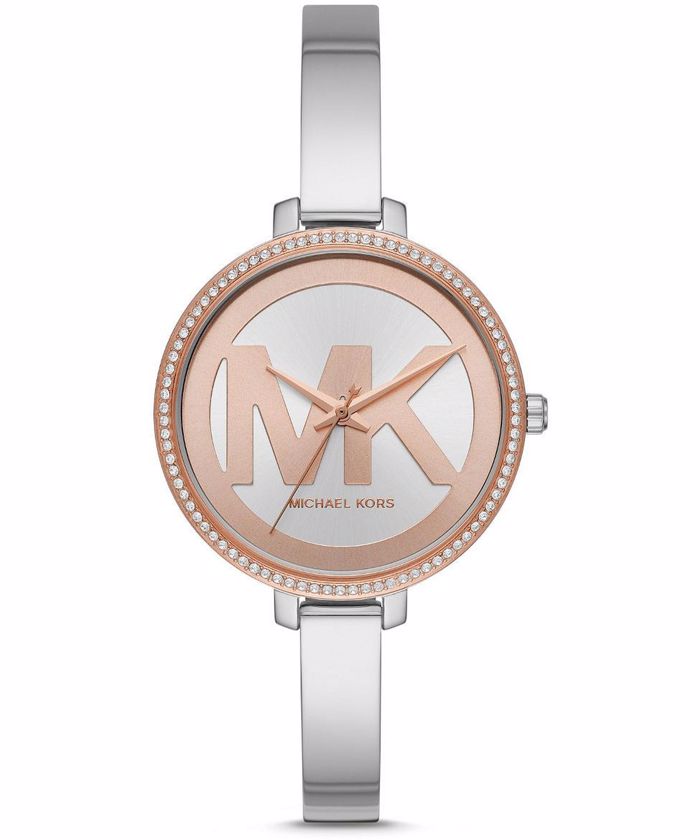 Michael Kors Jaryn Roloi Batarias me Asimi Metalliko Brasele MK4546