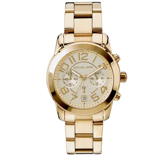 Michael Kors Mercer Roloi Xronogafos Batarias me Xruso Metalliko Brasele MK5726