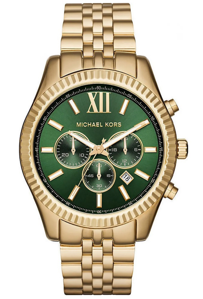 Michael Kors Lexington Roloi Xronogafos Batarias me Xruso Metalliko Brasele MK8446