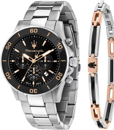 Maserati Competizione Ρολόι Χρονογράφος Μπαταρίας με Ασημί Μεταλλικό Μπρασελέ και Βραχιόλι R8873600001