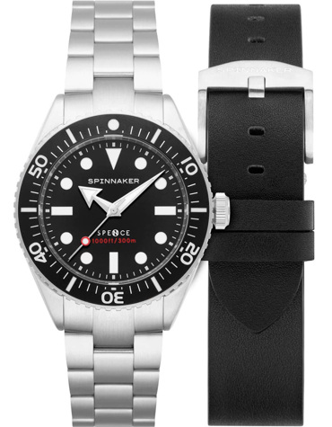 Spinnaker Spence Ρολόι Αυτόματο με Ασημί Μεταλλικό Μπρασελέ και Μαύρο Δερμάτινο Λουράκι SP-5097-11