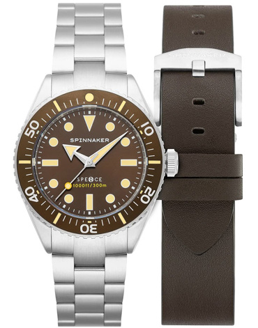 Spinnaker Spence Ρολόι Αυτόματο με Ασημί Μεταλλικό Μπρασελέ και Καφέ Δερμάτινο Λουράκι SP-5097-33