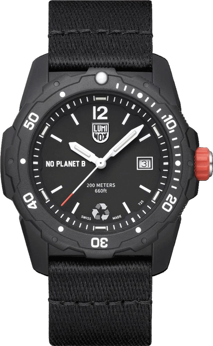 Luminox Bear Grylls Survival Eco No Planet B Roloi Batarias me Mavro ufasmatino Louraki XB.3722.ECO