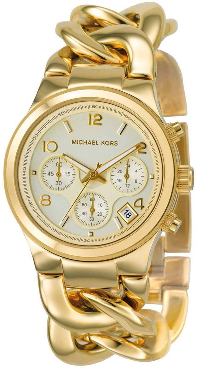 Michael Kors Runway Twist Roloi Batarias me Xruso Metalliko Brasele MK3131