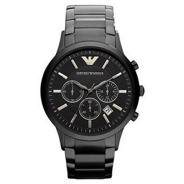 Emporio Armani Renato Roloi Xronogafos Batarias me Mavro Metalliko Brasele AR2453