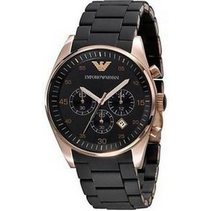 Emporio Armani Sportivo Roloi Xronogafos Batarias me Mavro Kaoutsouk Louraki AR5905