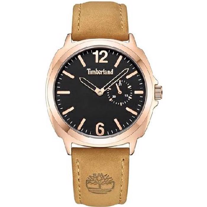 Timberland Ledyard Roloi Batarias me Kafe Dermatino Louraki TDWLB2200402