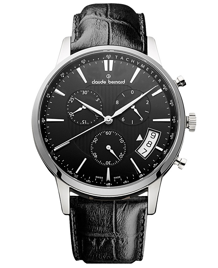 Claude Bernard Classic Roloi Xronogafos Batarias me Mavro Dermatino Louraki 01002-3-NIN