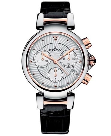 Edox LaPassion Ρολόι Χρονογράφος Μπαταρίας με Μαύρο Δερμάτινο Λουράκι 10220-357RC-AIR