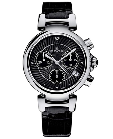 Edox LaPassion Ρολόι Χρονογράφος Μπαταρίας με Μαύρο Δερμάτινο Λουράκι 10220-3C-NIN