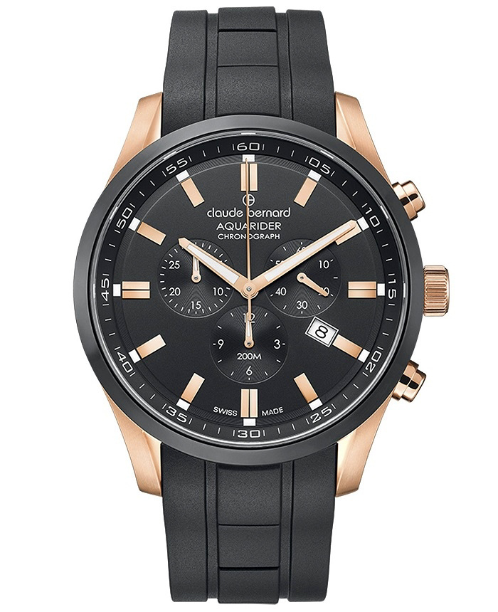 Claude Bernard Aquarider Roloi Xronogafos Batarias me Mavro Kaoutsouk Louraki 10222-37RNCA-NIR