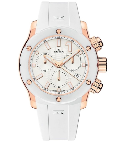 Edox CO-1 Ρολόι Χρονογράφος Μπαταρίας με Λευκό Καουτσούκ Λουράκι 10225-37RB-BIR
