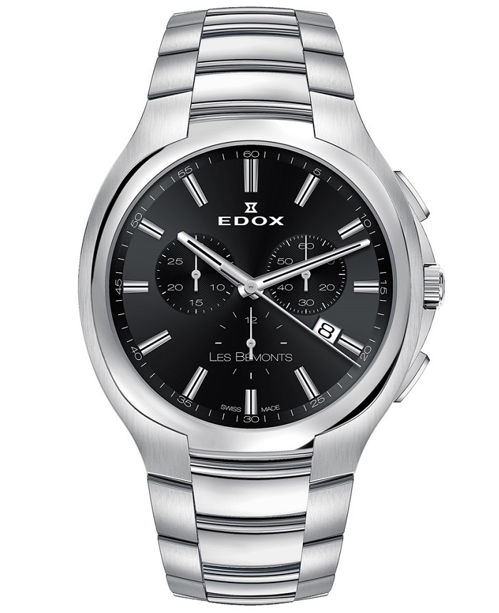 Edox Les Bemonts Roloi Xronogafos Batarias me Asimi Metalliko Brasele 10239-3-NIN