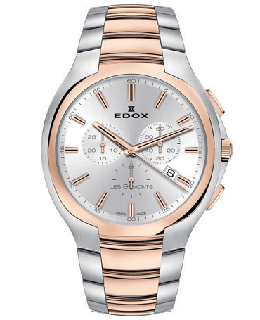 Edox Les Bemonts Ρολόι Χρονογράφος Μπαταρίας με Ροζ Χρυσό / Ασημί Μεταλλικό Μπρασελέ 10239-357R-AIR