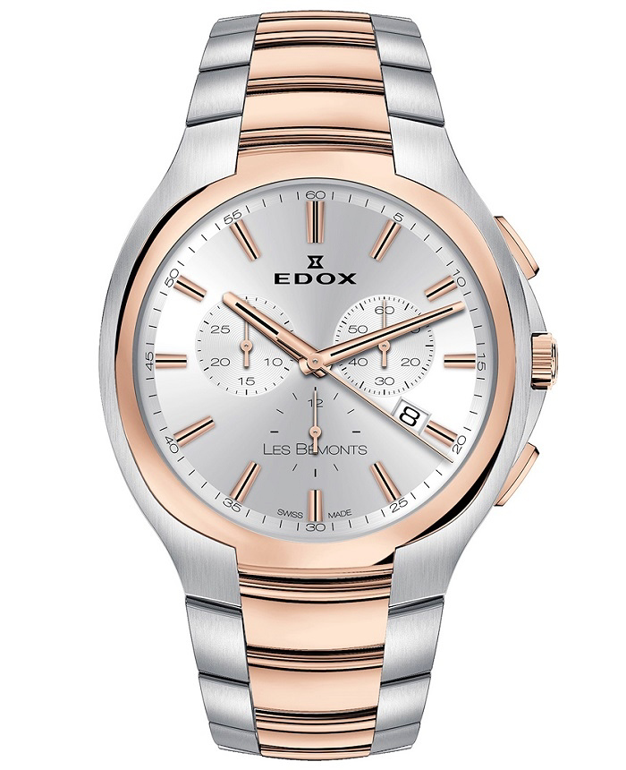 Edox Les Bemonts Roloi Xronogafos Batarias me Roz Xruso / Asimi Metalliko Brasele 10239-357R-AIR