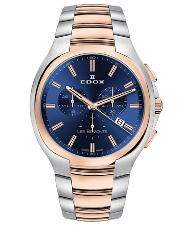Edox Les Bemonts Ρολόι Χρονογράφος Μπαταρίας με Ροζ Χρυσό / Ασημί Μεταλλικό Μπρασελέ 10239-357R-BUIR