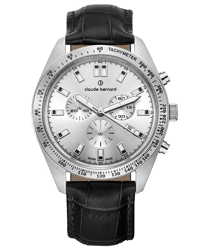 Claude Bernard Classic ST50 Roloi Xronogafos Batarias me Mavro Dermatino Louraki 10247-3C-AIN