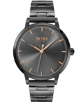 Hugo Boss Roloi Batarias me Mavro Metalliko Brasele 1502503