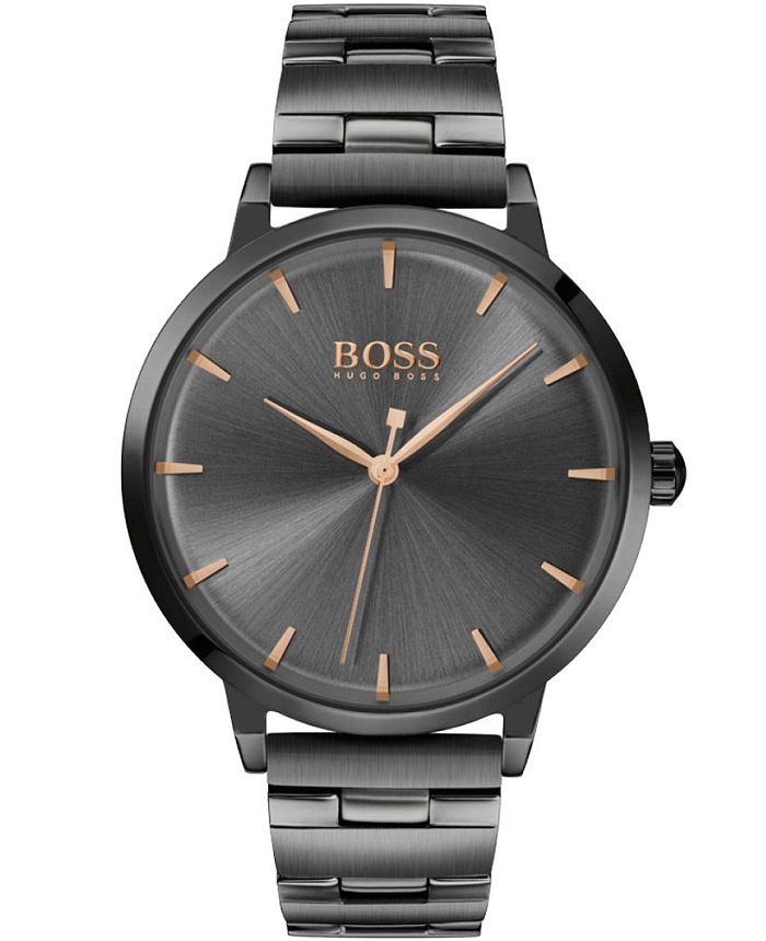 Hugo Boss Roloi Batarias me Mavro Metalliko Brasele 1502503