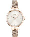 Hugo Boss Roloi Batarias me Roz Xruso Metalliko Brasele 1502589