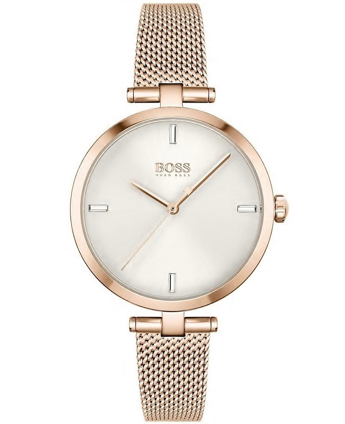 Hugo Boss Roloi Batarias me Roz Xruso Metalliko Brasele 1502589
