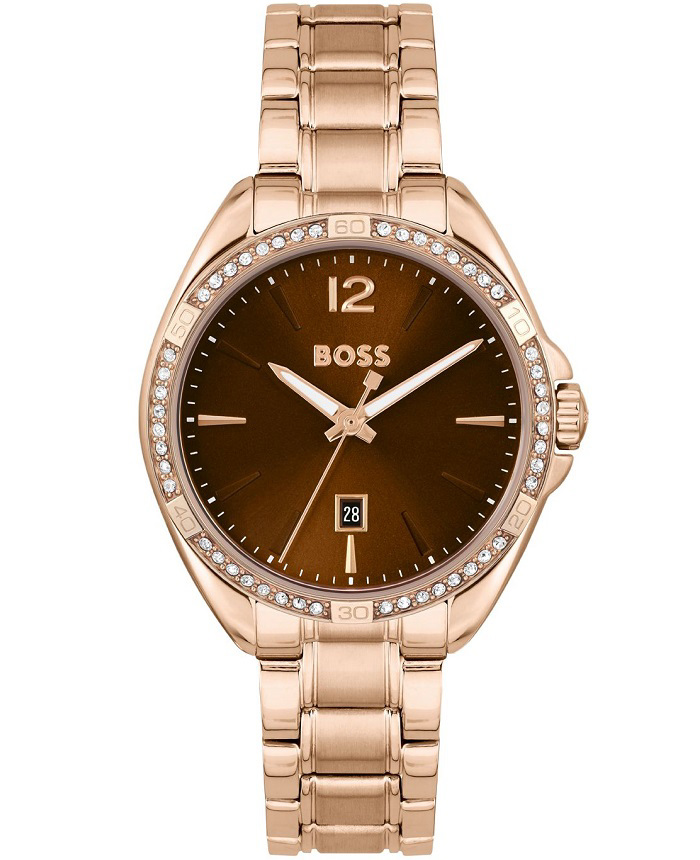 Hugo Boss Roloi Batarias me Roz Xruso Metalliko Brasele 1502621