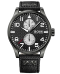 Hugo Boss Roloi Batarias me Mavro ufasmatino Louraki 1513086