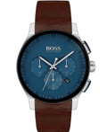 Hugo Boss Roloi Xronogafos Batarias me Kafe Dermatino Louraki 1513760