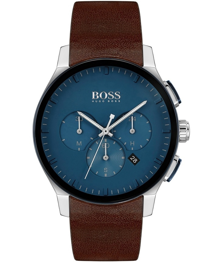 Hugo Boss Roloi Xronogafos Batarias me Kafe Dermatino Louraki 1513760