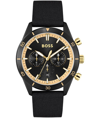 Hugo Boss Santiago Ρολόι Χρονογράφος Μπαταρίας με Μαύρο Υφασμάτινο Λουράκι 1513935