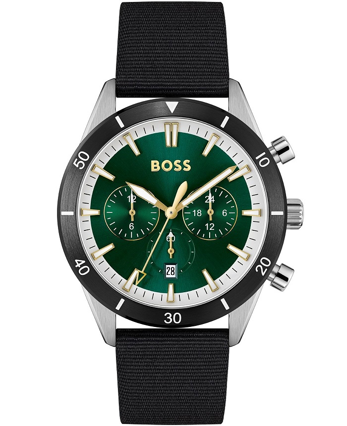 Hugo Boss Roloi Batarias me Mavro ufasmatino Louraki 1513936